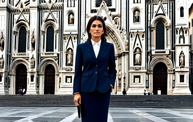 **

"A confident Italian businesswoman in a tailored, modest business suit, standing in front of the Duomo di Milano, fully clothed, appropriate attire, safe for work, perfect anatomy, natural proportions, professional photography, high quality, professional, family-friendly"

**