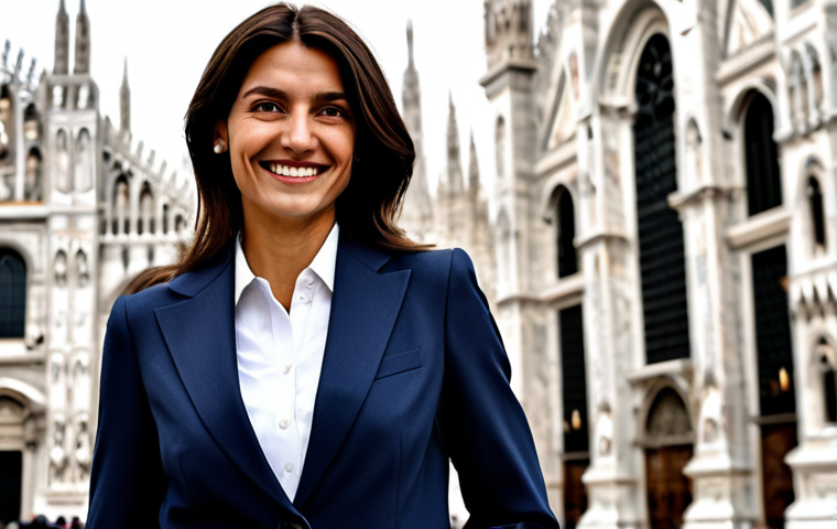 **

"A confident Italian businesswoman in a stylish, fully clothed business suit, standing in front of the Duomo di Milano. She has a warm, professional smile. Appropriate attire, safe for work, perfect anatomy, correct proportions, natural pose, well-formed hands, proper finger count, natural body proportions, professional, modest, family-friendly, high quality."

**